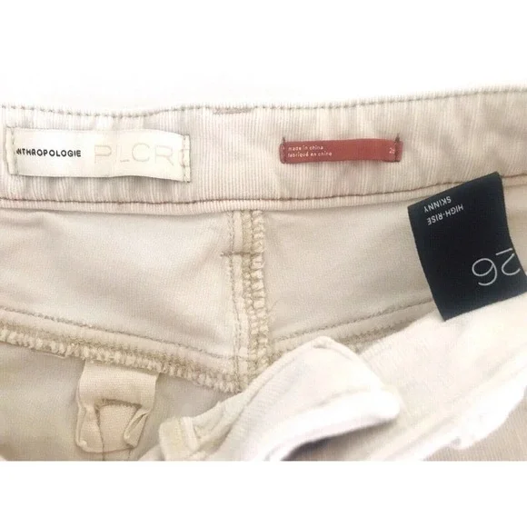 Anthropologie | Pilcro High Rise Skinny Womens Size 26 Beige Tan Corduroy Pants - Picture 10 of 12